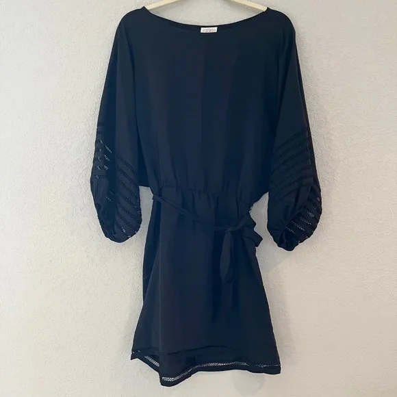 black maternity mini dress Black Balloon Sleeve Cord Tiered Elsa Mini Dress